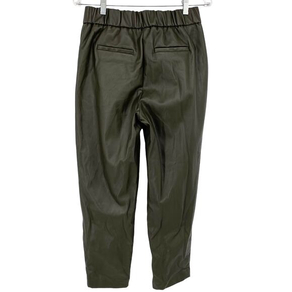 A NEW DAY Faux Leather Pull On Tapered Pants Dark Green Size Small Boho Pockets - Picture 3 of 5